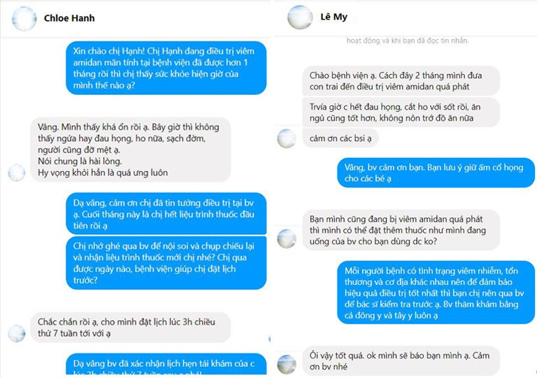 Đánh giá của người bệnh điều trị viêm amidan tại Bệnh viện Tai mũi họng Quân dân 102