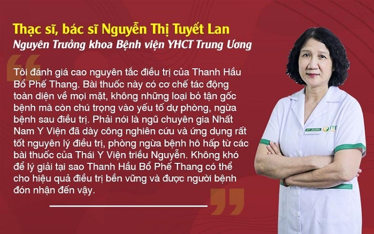 Bác sĩ Nguyễn Thị Tuyết Lan chia sẻ về cơ chế điều trị của Thanh hầu bổ phế thang
